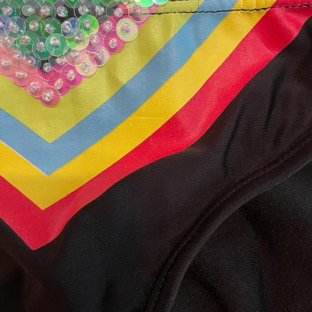 NWOT - FLAWED - PilyQ Girls Rainbow Heart Sequined Halter Bikini Sz. 16